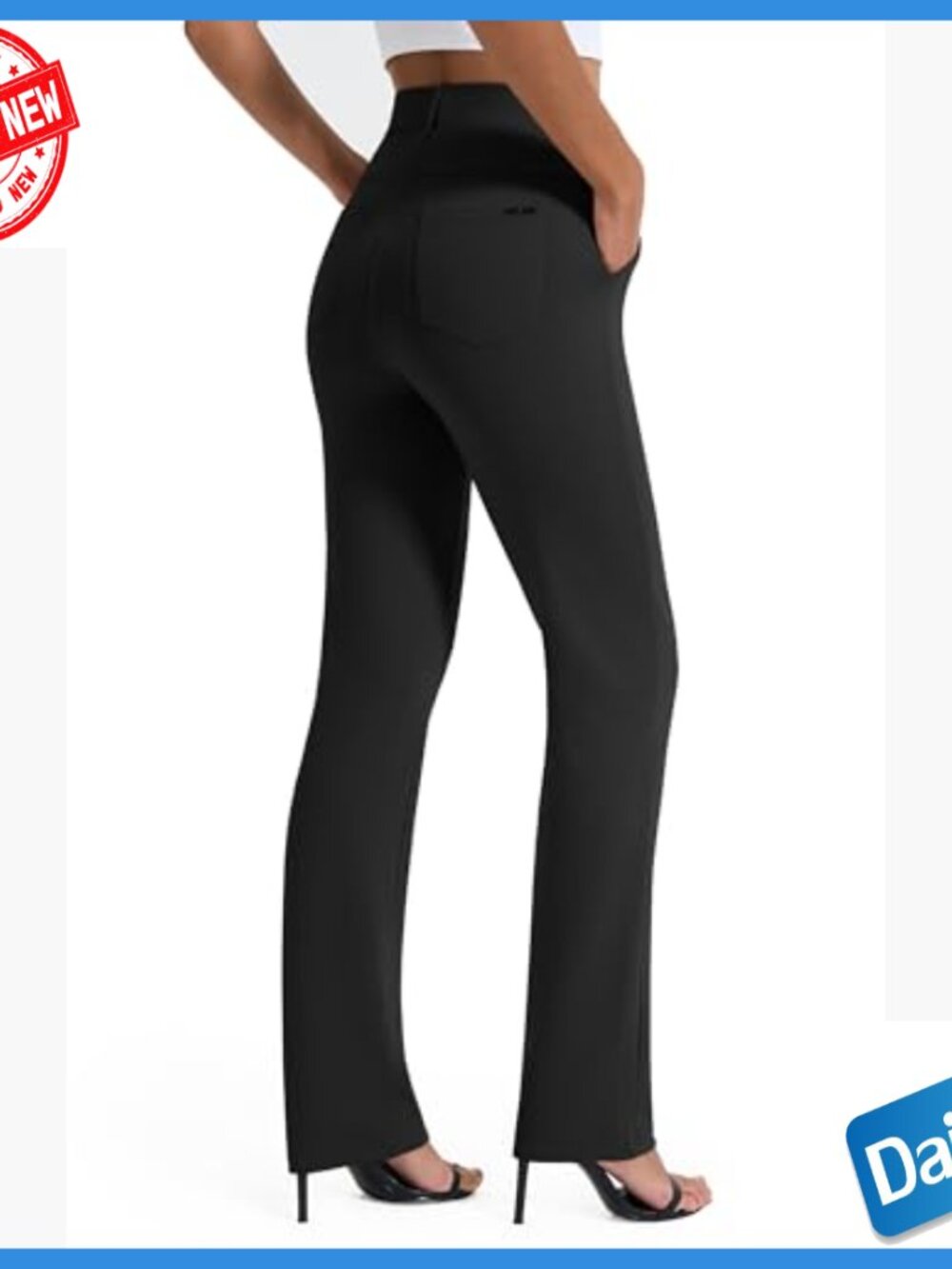 Stretchy Straight Leg Dress Pants with Pockets Business Casual Work Slacks - Picture 4 of 7